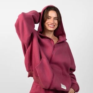 Comfrt's Cozy Berry Affirmation Zip-Up Hoodie